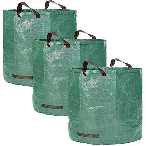 VIROSA Large Garden Waste Bags | PACK of 3 | H76cm, D67 cm | Ideal for Large Amounts of lightweight Garden Waste | Reusable Waterproof Refuse Sack with Handles (272 Litres)