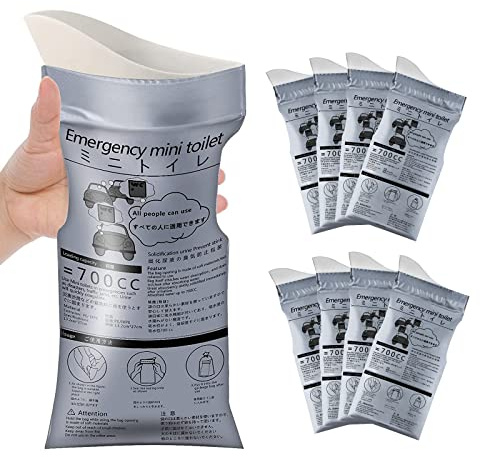 Moodooy Disposable Emergency Urinal Bag, 8 Pack Portable Camping Pee Bags, Travel Pee Bags, Traffic Jam Emergency Portable Urine Bag, Vomit Bags, for Men Women Kids Patient