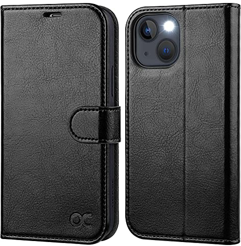 OCASE Handyhülle Kompatibel für iPhone 13 Mini Hülle [Premium PU Leder] [Standfunktion] [Kartenfach] [Magnetverschluss] RFID Schutzhülle Klapphülle Lederhülle Tasche Case Etui Schwarz