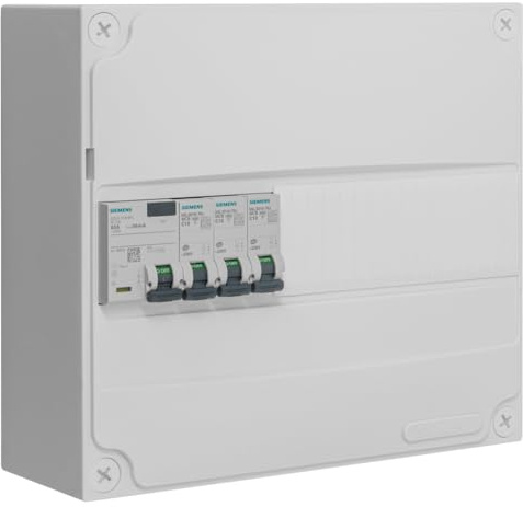 SIEMENS - Tableau 1 rangée pré-équipé 1 inter. diff. 63A type A + 3 disjoncteurs
