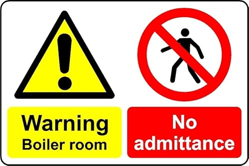 Warning Boiler Room no Admittance Safety Sign - 1mm Plastic Sign (400mm x 300mm)