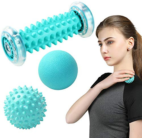 Fußmassageroller Set,Fußmassagegerät Fußmassage Roller [3er Set]-Muskel Roller & Bälle Set, Innovativer Fußmassageroller Fuß Igelball zur Linderung von Muskelkater