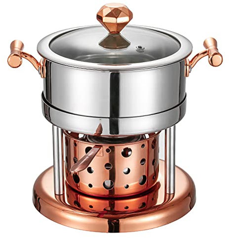 Chafing Dish en Acier Inoxydable, Set Buffet de Chafing Dish Rond avec des casseroles et des Supports de Combustible pour la Restauration, Les événements et Les rassemblements/Rose Gold