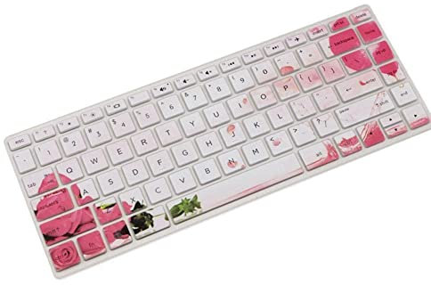 Tsugar For HP Pavilion X360 14-cd0213nb, 14-cd0003ne, 14-cd0002ne, 14-cd00073tx, cd0021tx, 14 Keyboard Cover Protector, Silicone, Rose, Letter Print, Waterproof, Water Resistant