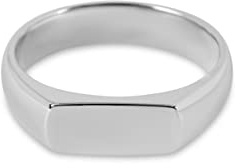 Herren Ring Silber und Gold aus 925 Sterling Silber poliert massiv handgemacht Fläche minimalistisch hochwertiger moderner Herrenschmuck aus Deutschland (Silber, 66)