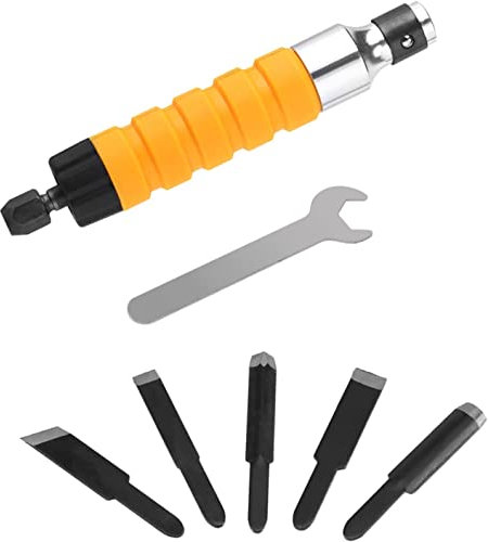 OITTo Herramienta para tallar, Juego de cinceles eléctricos para tallar Madera de Metal y plástico con 5 Cuchillas y 1 Llave