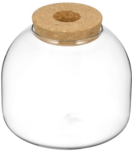Happyyami Glass Terrarium Jar with Wood Cork Stopper Hydroponic Plants Container Small Fish Tank Micro Landscape Decorative Bottle for Home Office