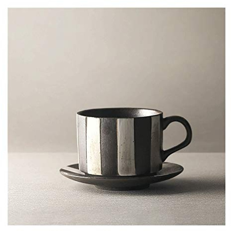 Tazas Diseño clásico de cerámica Taza de café Copas 6,6 onzas con platillos for Caliente o fría Bebidas como el Cacao, Leche, té o Agua Taza de cerámica