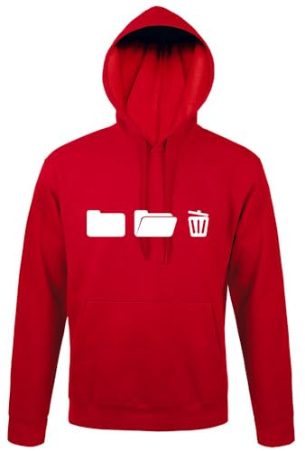 shirt84 Chemise à capuche avec corbeille à papier sur ordinateur pour homme, rouge, M