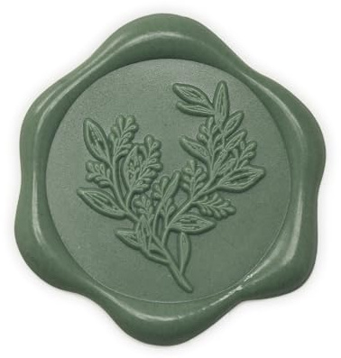 UNIQOOO Wax Seal Stickers - Eucalyptus Wedding Invitation Envelope Seal Stickers, 50 Pcs Self- Adhesive Olive Green Stickers, Perfect for Invitation, Envelopes, Gift Wrapping, Christmas