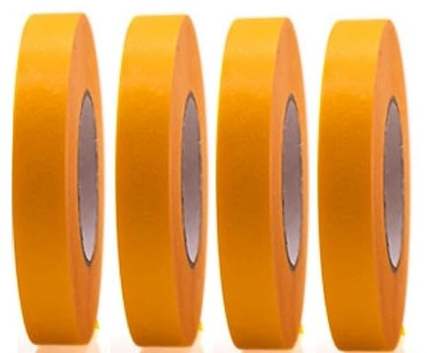 4 Rollen Profi Goldband Klebeband 50 m x 15 mm - Malerband Gold Kreppband - Abdeckband für Maler und Lackierer - Krepp für Innen und Außen - Malerkrepp - Vielseitiges Klebeband für Malerarbeiten