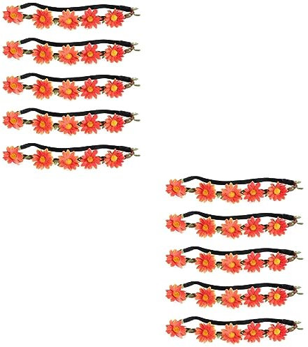 FRCOLOR 10stücke Teiliges Sonnenblumen Haarkranz Boho-stil Haarband Für Strand Und Tropenpartys Farbenfrohes Kopfschmuck-accessoire Für Hochzeiten Festivals Und Fotokulissen