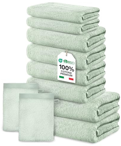 Ôhm Handtuch-Set 10-teilig Baumwolle Salbei