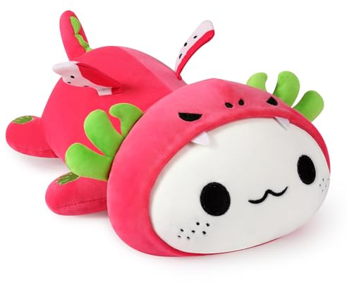 shownicer Peluche de Axolotl, Kawaii, cojín de peluche Axolotl, regalo para niños y niñas de 3 años (fruta del dragón, 33 cm)