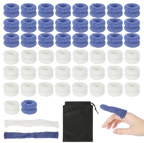 50 Pack Finger Cots, Breathable Finger Bandage, Cotton Finger Bob, Finger Cots Bandage, Stretchable Reusable Finger Plaster, Fingertip Protection for Work Kitchen Garden First Aid