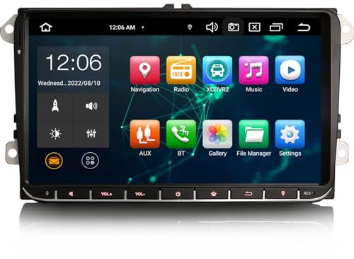 Erisin Android 11 9 Zoll 4GB RAM+64GB ROM 8-Kern Autoradio GPS Navi für VW Passat B6 Golf V VI Touran Skoda Seat Tiguan Jetta T5 Unterstützt CarPlay Touchscreen DAB+ WiFi 4G FM Radio Bluetooth A2DP