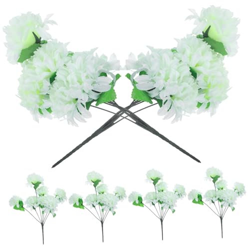 Warmhm 6 Friedhofsstrauß Seidenblumen Für Die Beerdigung Seidenblumen Für Gräber Mamas Friedhofsblume Gefälschte Hortensienblüten Weiß Seidentuch Kleine Draussen