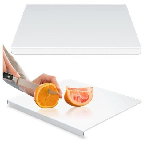 Planche à Découper en Acrylique Transparente avec Rebord - 34×25cm Antidérapante pour Protection du Comptoir de Cuisine