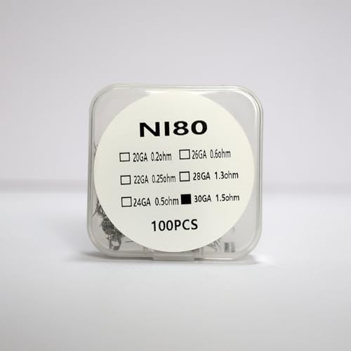 WratryParts - 100 bobinas de calor preconstruidas Ni80 para tanque Rta RDA Rdta Subohm (30 GA 1,5 ohm)