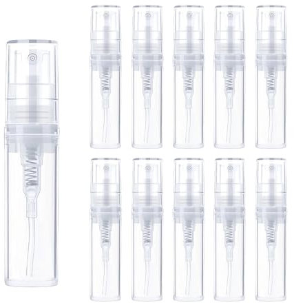 Qiuyan 10pcs 2ml Refillable Mini Spray Atomizer Empty Bottles Clear Little Travel Perfume Sample Spray Bottles with Fine Mist Spray Tops Portable Perfume Liquid Sample Bottle Sprayer