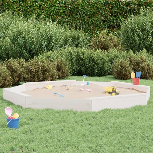 Mengtu Arena con asientos blancos octogonales de madera maciza de pino, arena para niños de exterior, arena para arena infantil o mueble decorativo