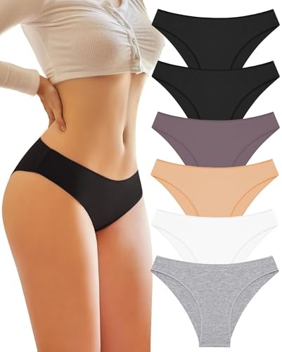 BeReady Underbyxor dam bomull stretch underkläder dam trosor dam låg midja trosor hipster ventilerande underkläder dam flerpack 6-pack, E-6-pack, S