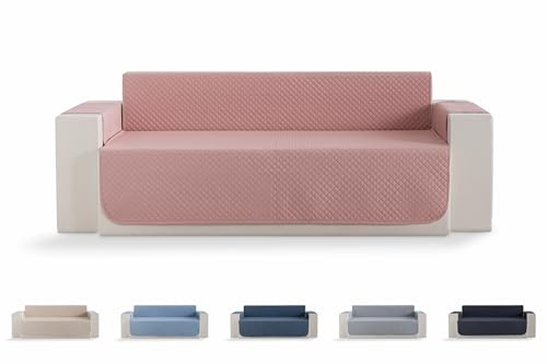 Todocama Sofabezug, Sitzschutz, gepolstert, mit Rautenmuster, atmungsaktiv, pflegeleicht (Rosa, 3 Plätze)
