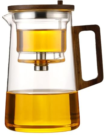 Glass Teapot with Removable Infuser | Glass Water Separation Teapot with Press Control,Loose Leaves Tea Kettle with Tea Infuser for Home, Living Room, Kitchen, Hotel