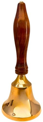 TRINTURA Messing Handglocke 17 cm Höhe mit Holz Griff Tischglocke Glocke