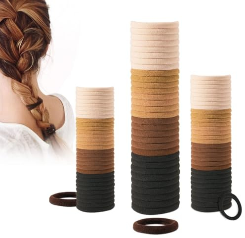 100 Stück Haargummis,Starke, Nahtlose Baumwoll-Haargummis für Damen, Herren und Kinder, Vielseitige Haar-Accessoires