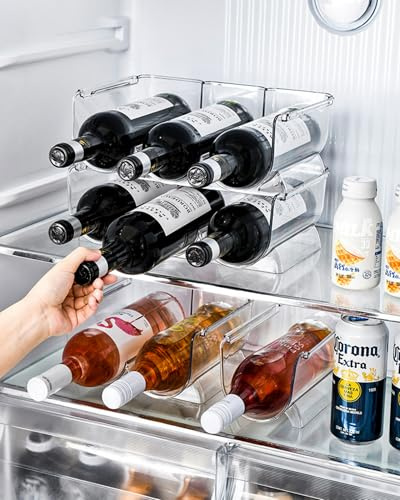 JWYTA Transparent Wine Rack Stackable Bottle Holder for Refrigerator Beverage Storage and Organization at Home (2 Link)
