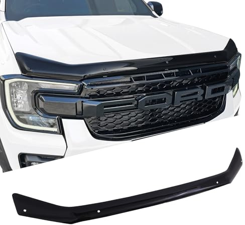 JHCHAN Motorhauben-Deflektor Insektenschutz für 2023–2026 T9 Ford Ranger Wildtrak, Raptor, XL, XLT, Limited, Tremor, Wildtrak X, Platinum, PMMA Acryl, UV-beständig, wetterfest, glänzend schwarz