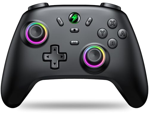 HELLCOOL Mando Nintendo Switch con Hall Joysticks,Mando Inalámbrico para Switch/Switch 2/Lite/OLED,SWITCH Controller con RGB Genial,Función Programable/Turbo/Despertar/Vibración Doble Motor/18 Horas