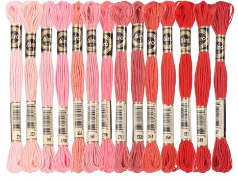 PATIKIL 14Stk Stickgarn, je 8m, 6fädig, Polyester Rot Rosa | Stickfäden Armbandfaden für Kreuzstich, Handstickerei, DIY-Handwerksprojekte, Mehrfarbig