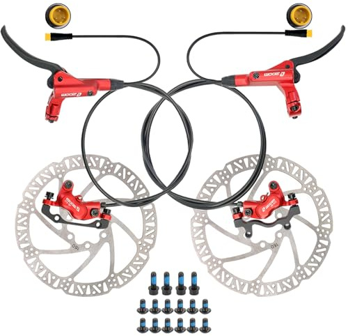 Zoom HB876E Freins à disque hydrauliques pour e-Bike – Système de coupure moteur 2/3-broches, étriers 4 pistons, leviers pré-remplis, rotors 160 mm, kit prêt à installer