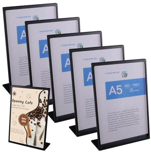 YunBey A5 Tischaufsteller 6er Pack Kunststoff Schildhalter für Restaurant, Café, Geschäft, Büro, Hochzeit und Party