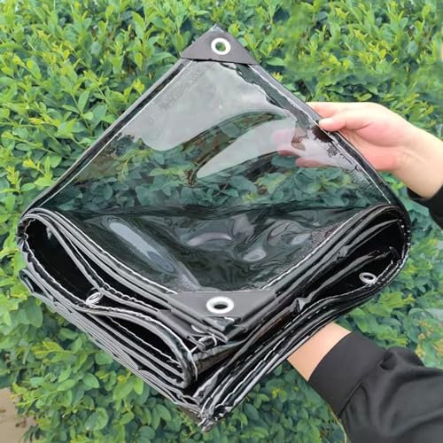 Telone impermeabile multiuso in PVC con occhielli, trasparente, protezione per mobili da giardino, serra, baldacchino, pergola, tetto, padiglione, pannelli laterali (1,8 x 3,6 m)