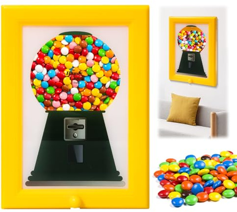 Wall Mounted Gumball Machine Picture Frame Sweet Dispenser, Candy Dispenser Picture Frame, Wall Art Gumball Vending Machines Toy Frames Gadgets for Home Decor