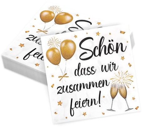 40 Servietten Geburtstag,Servietten 33x33cm, Party, Hochzeit,Geburtstag | Servietten Schön dass wir zusammen feiern,Servietten mit Spruch für Tischdeko, Party, Hochzeit, Geburtstagsdeko