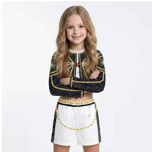 Metaparty Pop Deguisement enfant,Costume Carnaval Enfant avec Manteau Top Shorts for Deguisement Carnaval