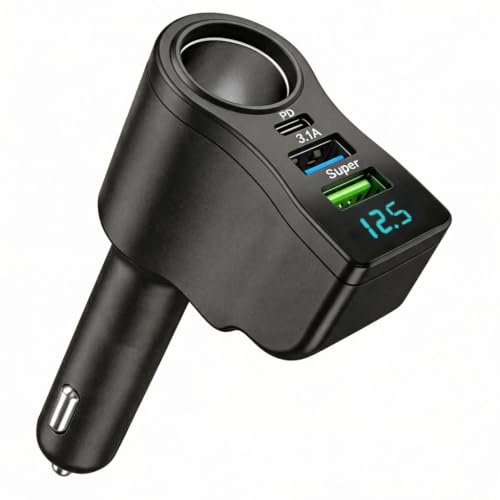 4 In 1 USB C Car Charger 66W [PD3.0 + Dual USB A Port] 4 Ports USB | Cigarette Lighter Adapter 12V/24V Fast Car Charger Adapter Socket Splitter for Phone GPS Dash Cam