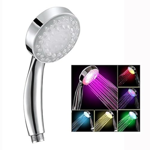 Itian Luci a LED Cambiamento di Colori Mela Doccia, Bagno Soffione Doccia a LED 7 Colori Cambiamento Automatico Luci LED Soffione Doccia a Mano