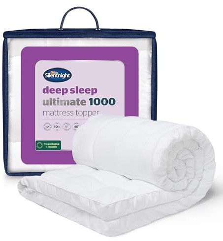 Silentnight Ultimate Deep Sleep 10cm Mattress Topper King Size Bed - Luxury 4 Inch Thick Soft Mattress Enhancer Pad with Easy Fit Straps – Hypoallergenic and Machine Washable – King – 200x150cm