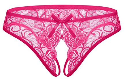 PERAMBRY Womens Sexy Lace Underwear Low Rise Underpants Plus Size Floral Lace Briefs (pink, mediur)