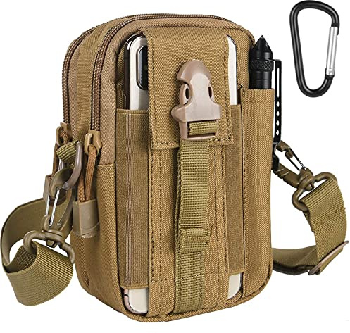 flintronic Taktische Hüfttaschen, Militär Kompakt Gürteltasche Multifunktional Bauchtasche Tasche Beutel für Camping Wandern Radfahren Klettern und Reisen Mit Karabiner
