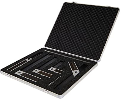 Ulmia Präzisions-Winkel-Set Black Edition (inkl. Koffer, Präzisionswinkel + Präzisionsgehrmaß, Stahllineal, Druckminenbleistift. Werkzeug 196610 Holz