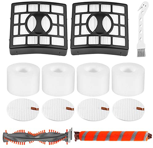 NV800 Replacement Roller Brush Filter Compatible with Shark DuoClean NV800, NV800W, NV801, NV801Q, NV803 Vacuum Cleaner, Include 2 Brush Roller + 2 HEPA Filters + 4 Foam + 4 Felt Filters