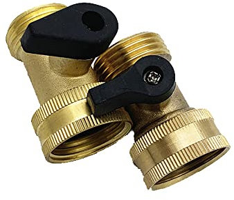 VOANZO 2 Pieces Heavy Duty Brass Garden Hose Connector with Shut Off Valve Brass Water Hose Parts 3/4 Inlet and Outlet Thread