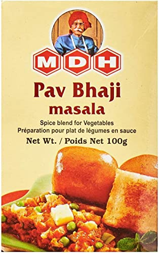 MDH Pav Bhaji Masala 100g (Pack of 1) - An Important Ingredient In Pav Bhaji Dish - Aromatic & Flavorful Blend Of Spices - Spices Mix Curry Masala Recipe Mixes Casserole Seasoning Herbs