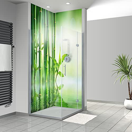 WANDFREUDE individuelle Duschrückwand Aluverbundplatte auf Maß (2 Stück - Bambus - Premium Brillant Lack) – Dusche Wandverkleidung Duschwandverkleidung Duschrückwände